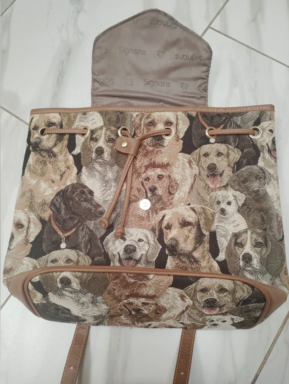 Signare Tapestry Dog Backpack Shoulder Bag